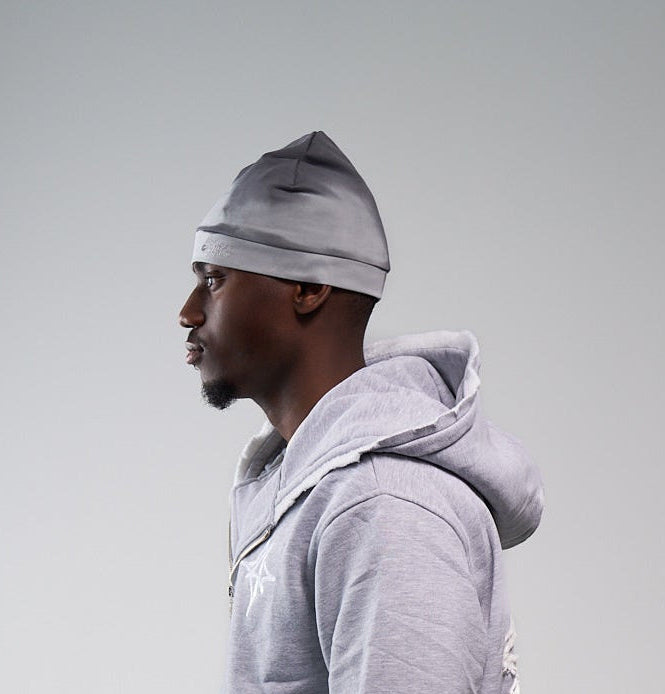 Thermo Bonnet Satin Gris - Blanc