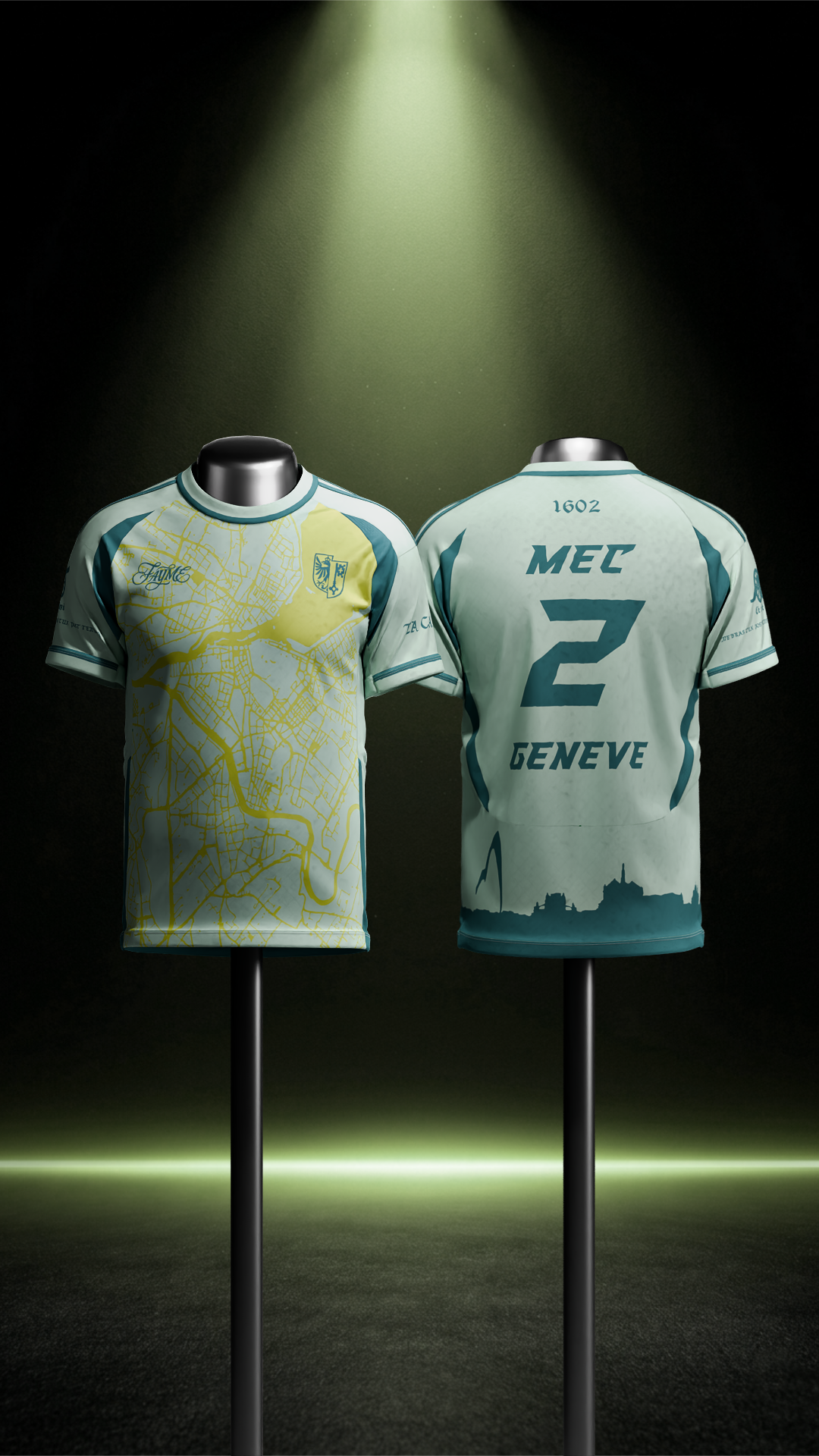Maillot Genève La Capitale Vert et Jaune fluo Unisexe
