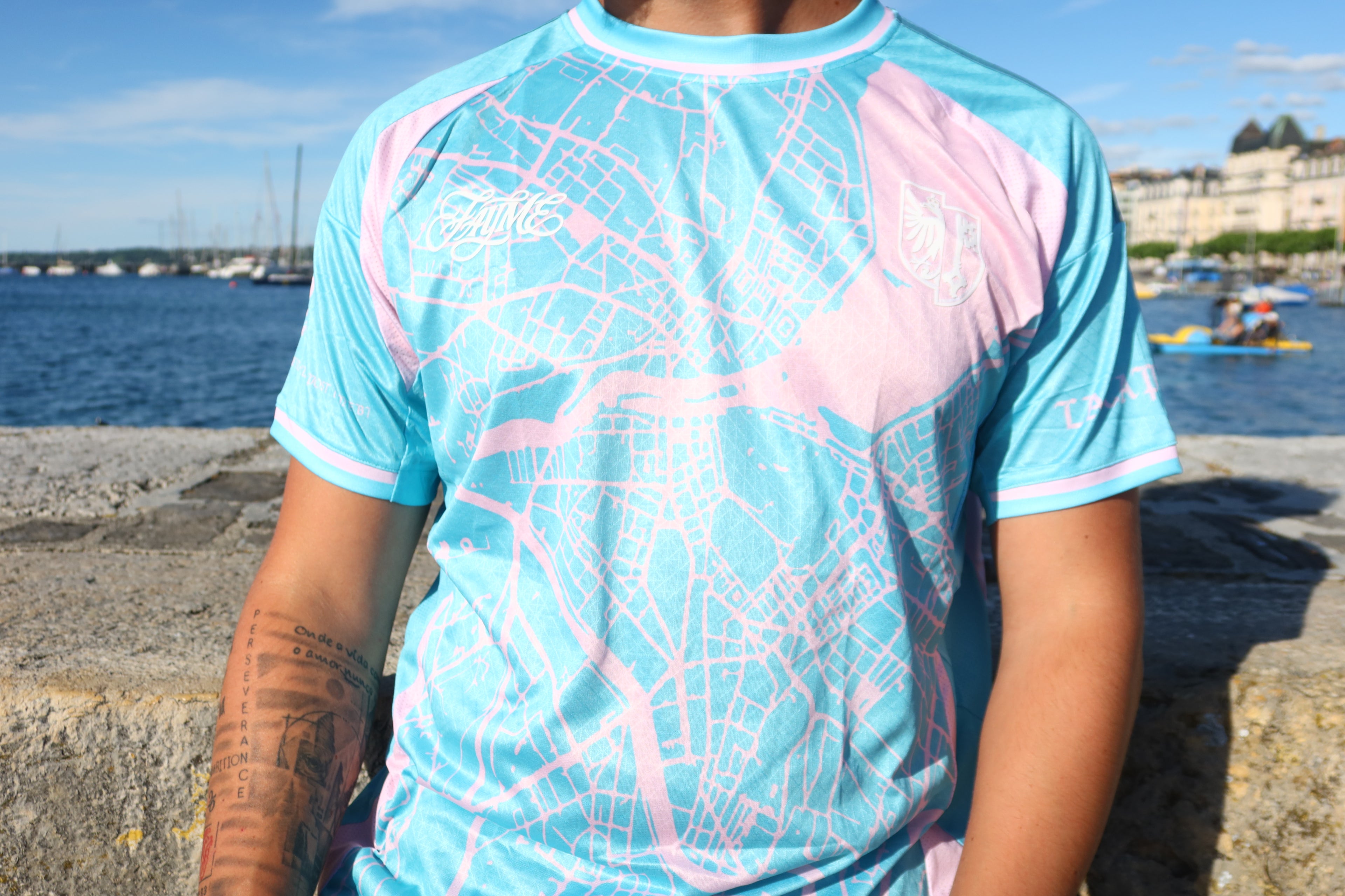 Maillot Genève La Capitale Bleu et Rose Unisexe