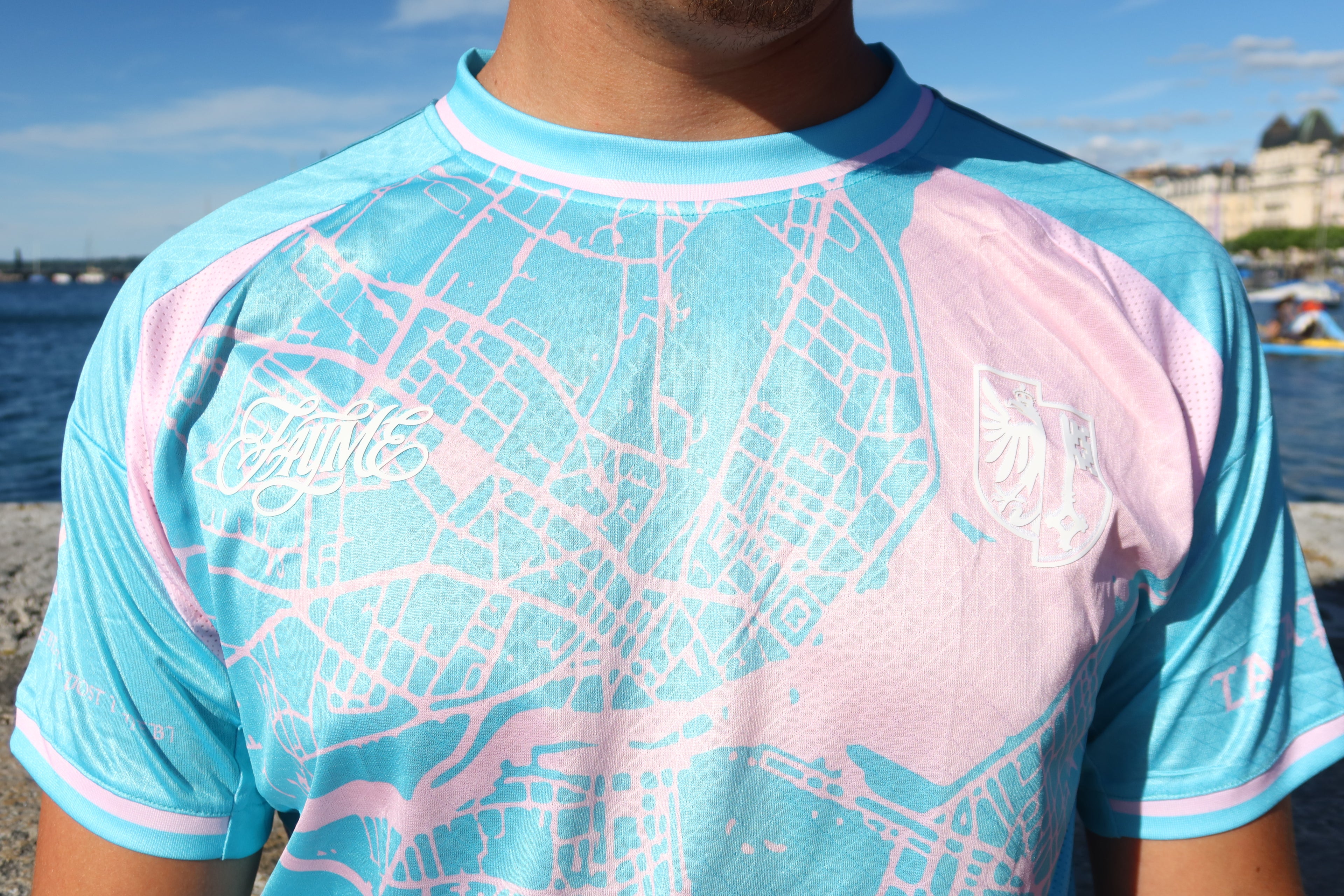 Maillot Genève La Capitale Bleu et Rose Unisexe