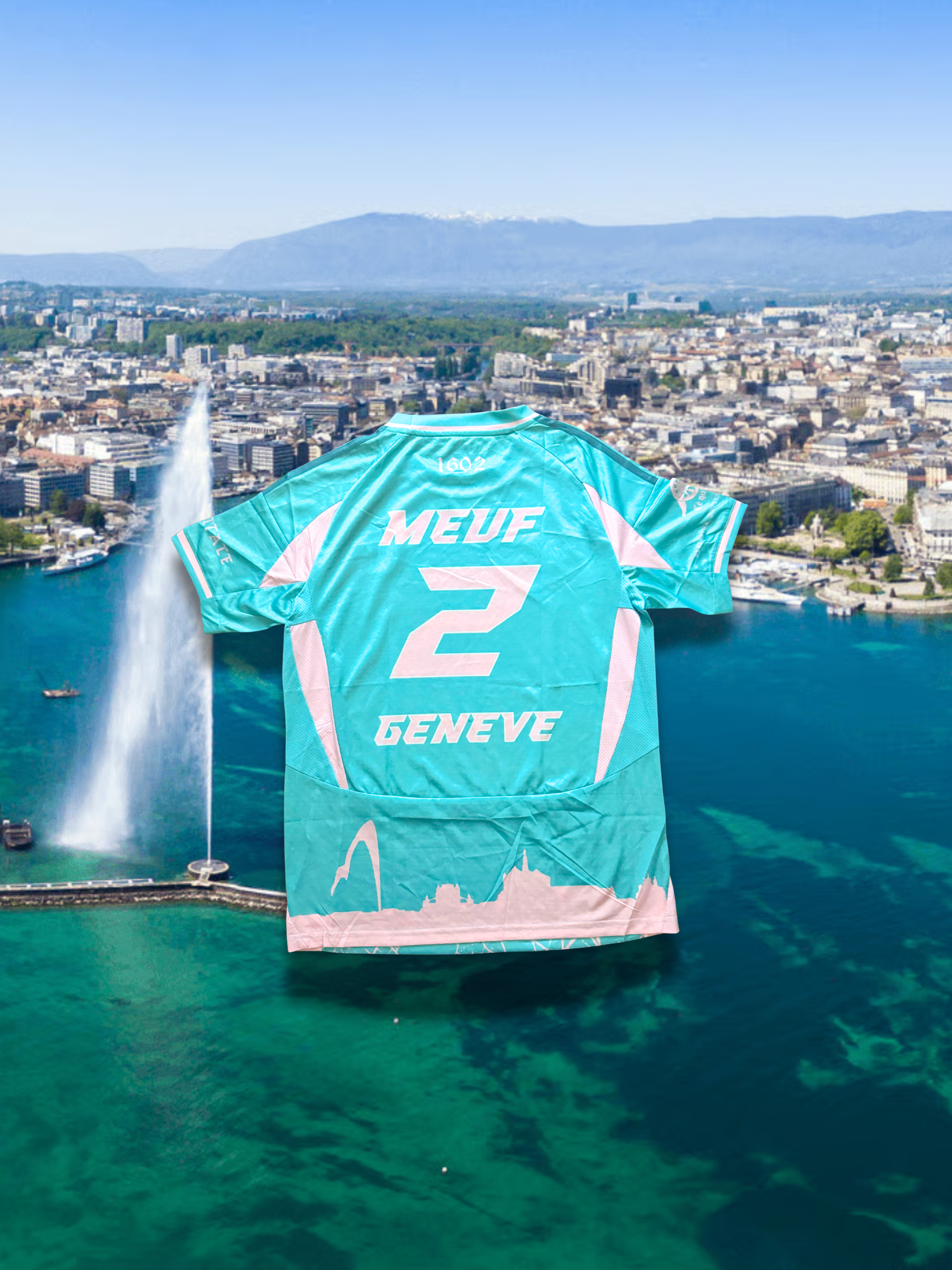 Maillot Genève La Capitale Bleu et Rose Unisexe